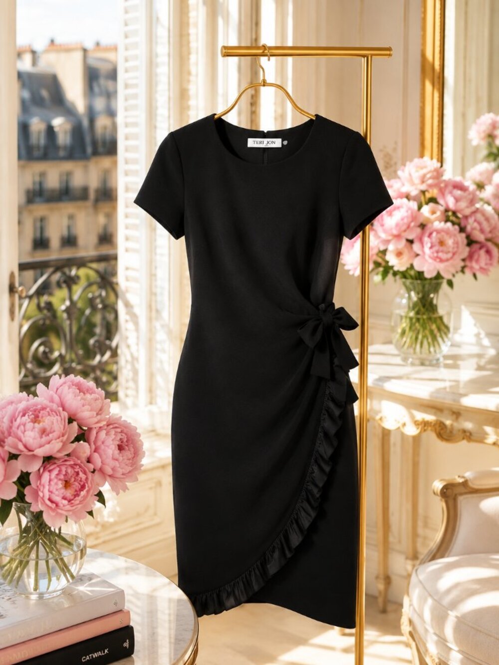Vintage Rickie Freeman for Teri Jon Black Cocktail Dress Size 6 | Designer Eveni